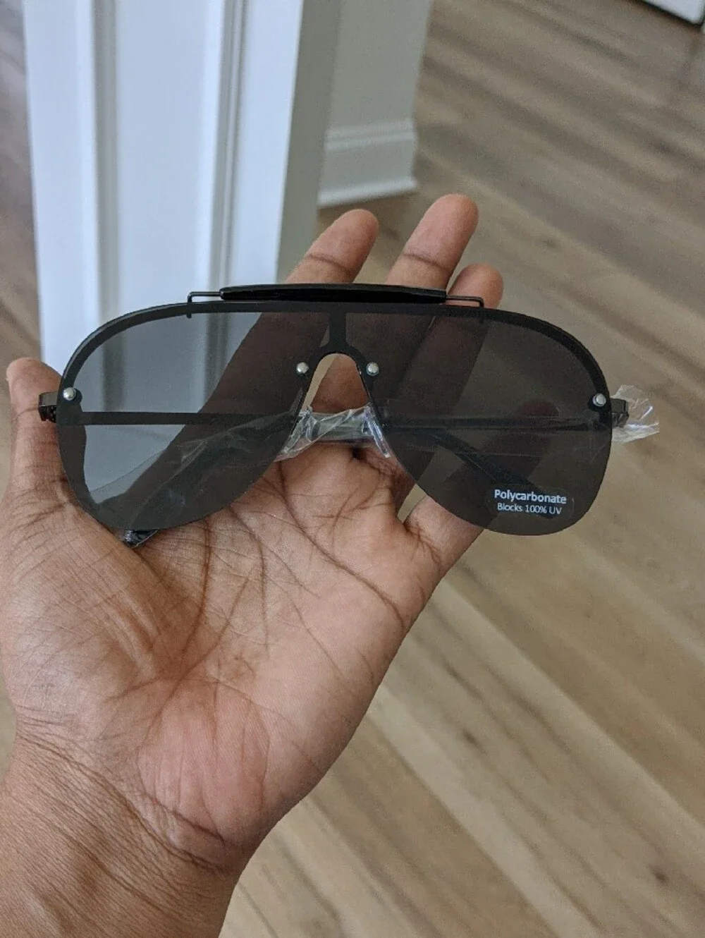 Men's Shield Sunglasses - Black Lens